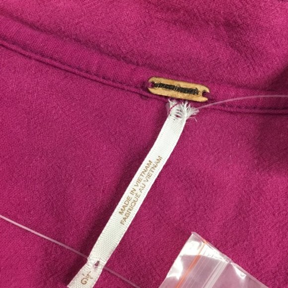 Free People Linen Sensual Safari Red Berry Wrap Dress Size Large NWT Women's - Picture 8 of 10